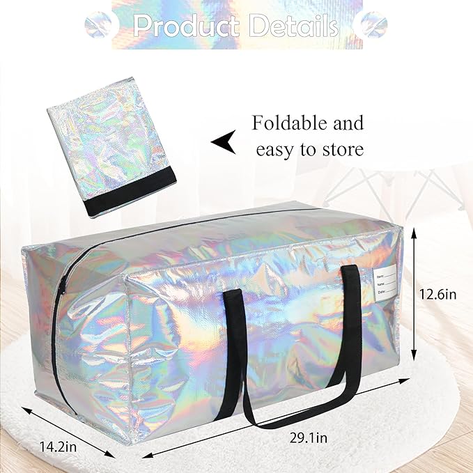 6 Pack Heavy Duty Moving Bags Extra Large Waterproof Foldable Clothing Storage - Image 2