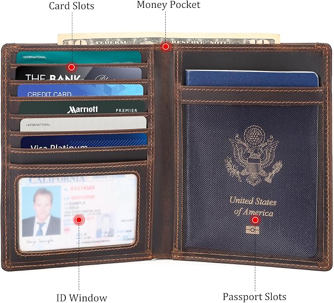 Polare Luxury RFID Blocking Leather Passport Holder Travel Wallet - Image 5