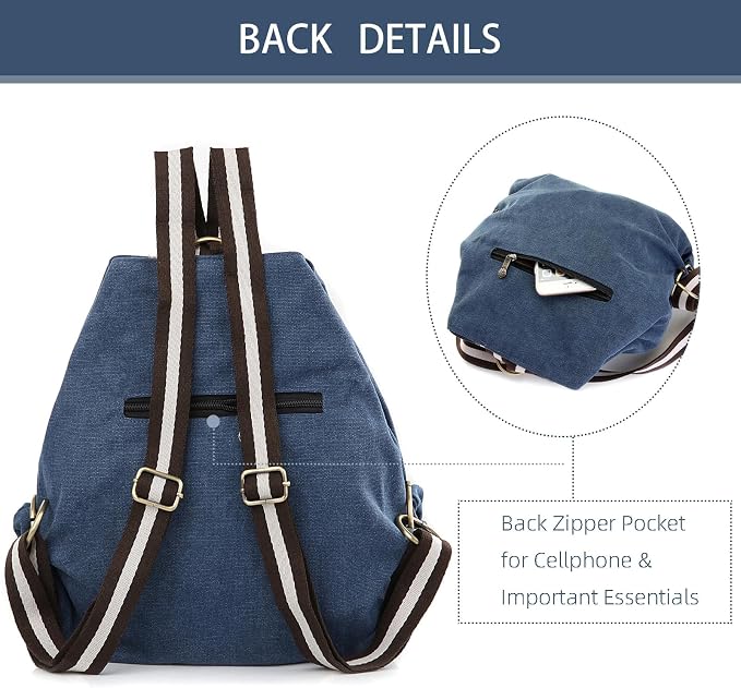Goodhan Women Canvas Backpack Daypack Casual Shoulder Bag, Vintage Heavy-duty - Image 3