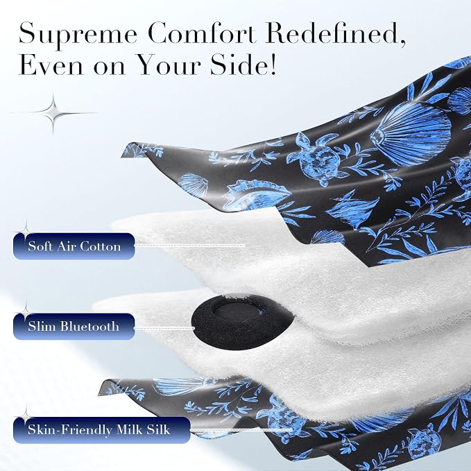 LC-dolida Sleep Mask with Bluetooth Headphones, Extra Large Silk Eye Mask - Image 4