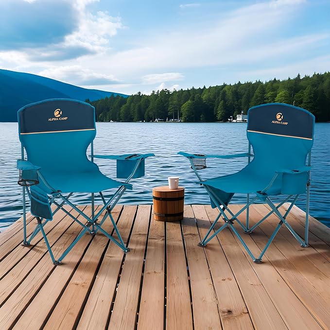 ALPHA CAMP Camping Chair 2 Pack Portable Chair - Image 2