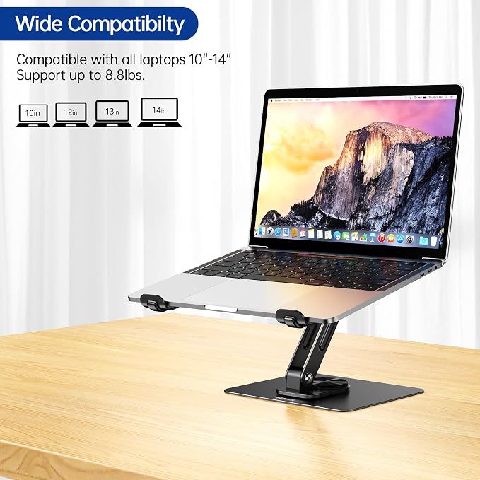 BESIGN LS12 Laptop Stand with 360° Rotating Base, Ergonomic Adjustable Notebook - Image 7