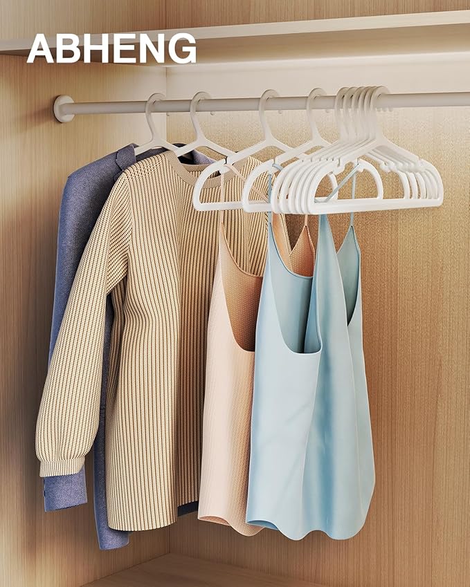 100 Pack Clothes Hangers, Non Slip Plastic Coat Hangers, Space Saving Hangers - Image 2