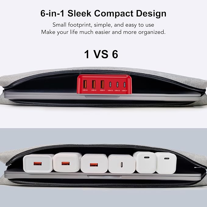 USB C Fast Charger 100W GaN 6 Port Type USB C Charging Station Hub Block Wall - Image 7