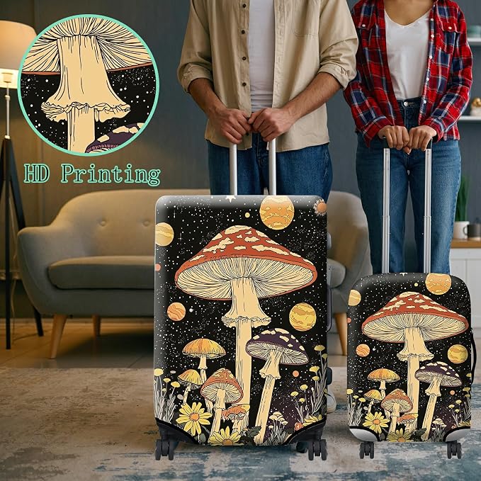 Luggage Cover + Tag, Mushrooms Travel Suitcase Protector - Image 6