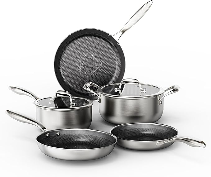 COOKER KING Stainless Steel Cookware Set, Pots and Pans Set Non Stick, Hybrid by cookerking