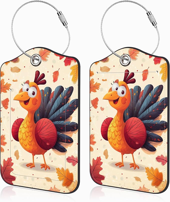 2 Pcs Thanksgiving Turkey Luggage Tags by Unknown