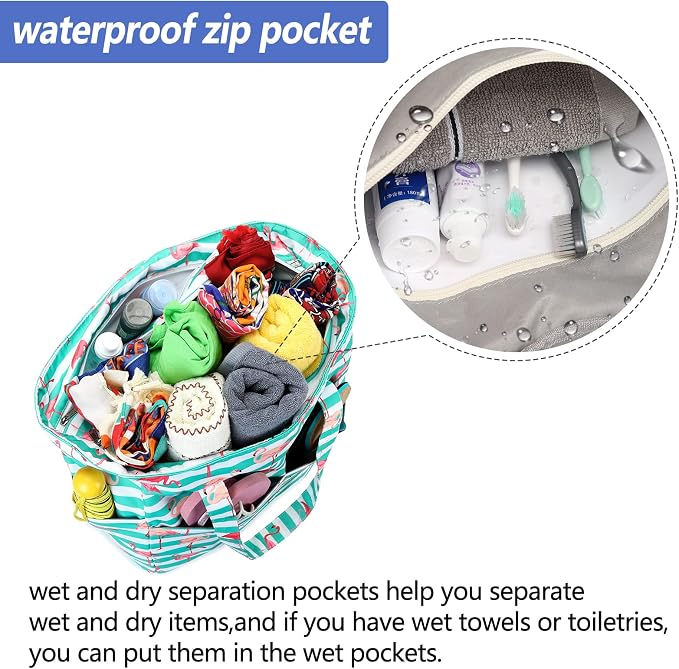 LEDAOU Large Beach Tote Bag Women Waterproof Sandproof Zipper Beach Tote Bag - Image 5