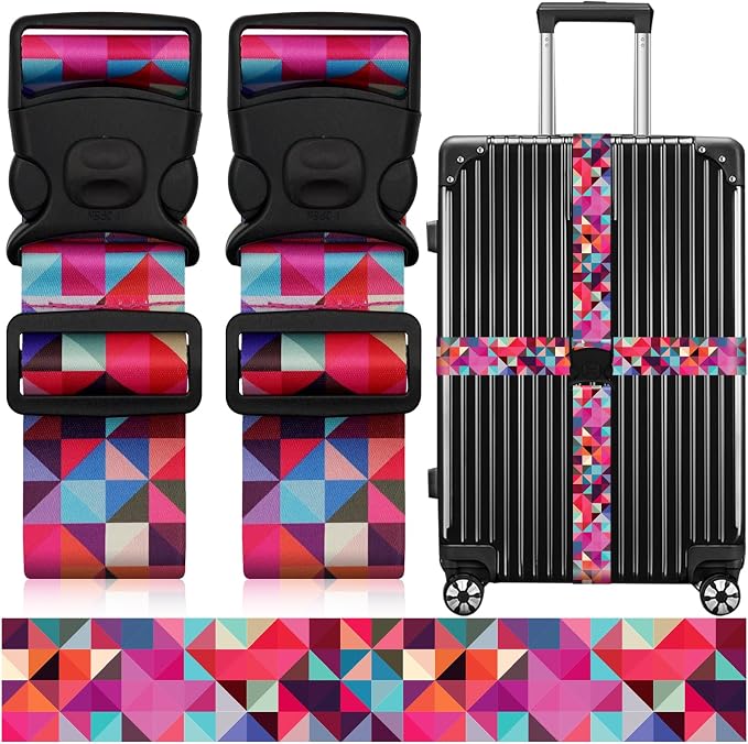 2 Pack Luggage Straps for Suitcases, Adjustable Travel Belt by ZHOMA