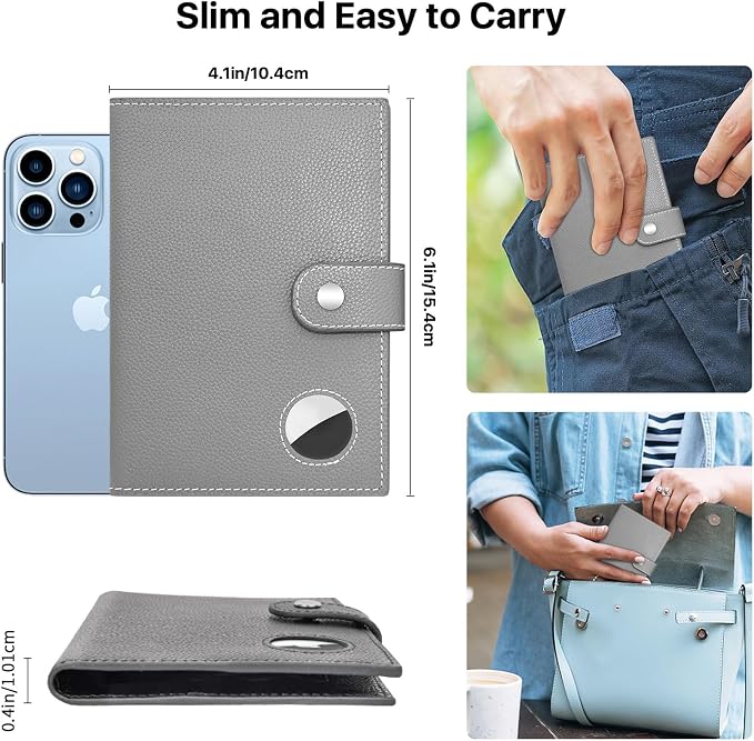 Genuine Leather Passport Holder, RFID Blocking Travel Wallet - Image 3