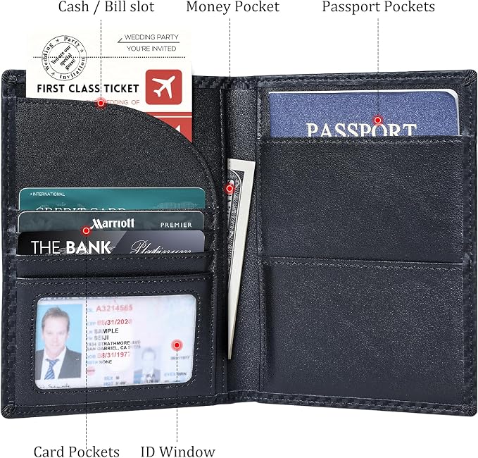 Polare Full Grain Leather Passport Holder RFID Blocking Travel Bifold Wallet - Image 4