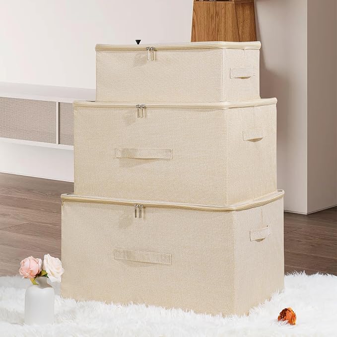 ANMINY Storage Bins with Zipper Lids 13 Qt Lidded Fabric Storage Boxes Baskets - Image 7