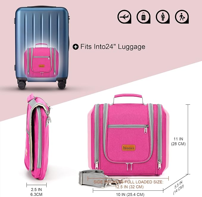 Hanging Travel Toiletry Bag for Women and Men, 6 Organizer Compartments - Image 6