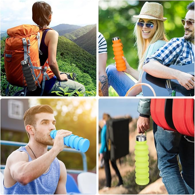 Nefeeko Collapsible Water Bottle, Reuseable BPA Free Silicone Foldable Water - Image 8