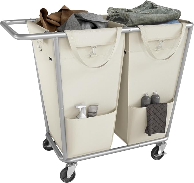 SONGMICS Laundry Basket with Wheels, 2-Section Laundry Sorter, 50.2 Gallons by SONGMICSbySONGMICSHOME