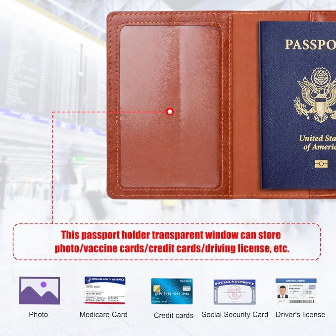 TIGARI Passport Holder for Travel Women Men, PU Leather Passport Wallet Cover - Image 2