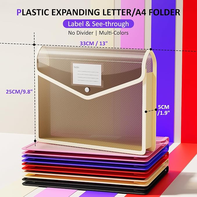 ThinkTex Plastic Expanding File Folder, Transparent Envelopes - Image 2