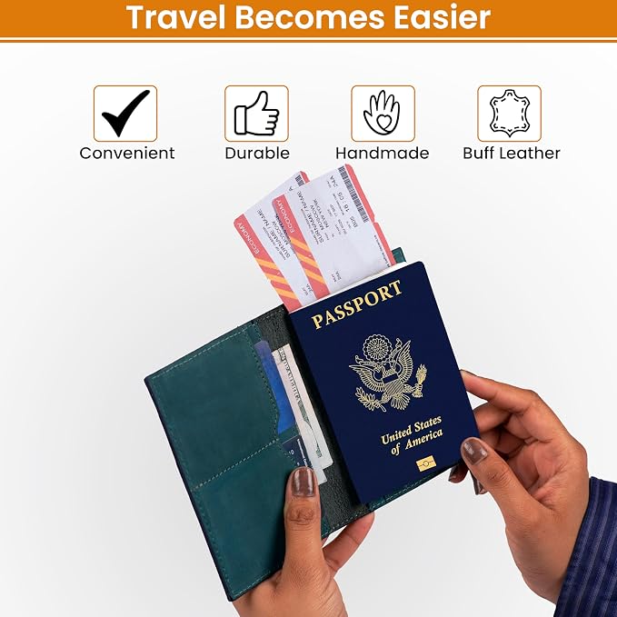 LEATHER VILLAGE Leather Passport Holder Cover – Travel Wallet - Image 4