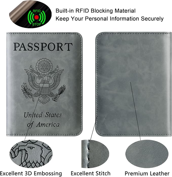 Passport Holder Cover Wallet Travel Essentials Leather Rfid Blocking Case - Image 5