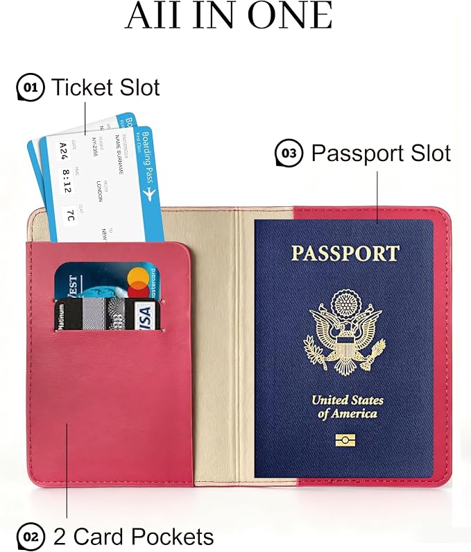 Passport Holder for Travel Essentials, RFID Blocking Passport Cover Case for - Image 3