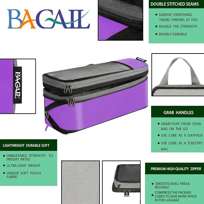 BAGAIL 4 Set/6 Set/8 Set Compression Packing Cubes Travel Accessories - Image 3