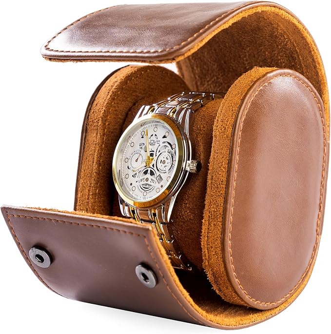 MR.OKAY Single Watch Travel Case-Classic Leather Watch Case - Image 9