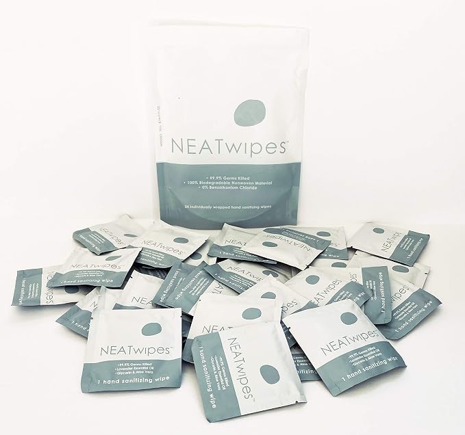 NEATwipes Hand Sanitizing Wipes | Travel Essentials | Disposable Wet Wipe & - Image 2