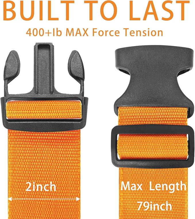 BILIONE 4 Pack Luggage Straps 79" Long Belts Keep Suitcase Secure While - Image 6