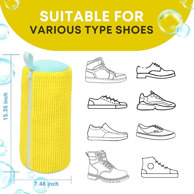 EPSCY Shoe Washing Machine Bag 2 Pack Yellow, 360° Wrap-Around Laundry Bags - Image 4