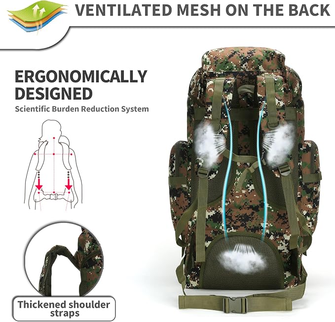 King'sGuard 70L Camping Hiking Backpack Tactical Backpack Military Molle - Image 7