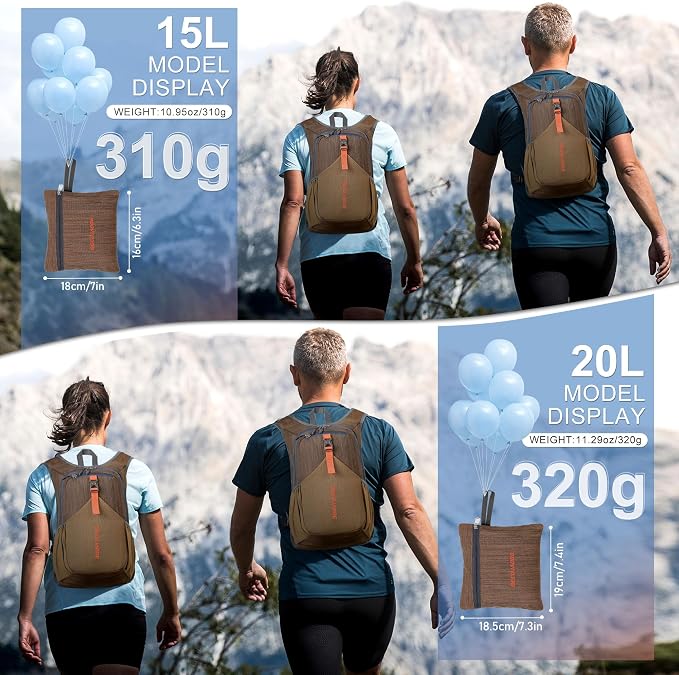 15L Small Hiking Backpack for Men Women Foldable Packable Back Pack Ultralight - Image 4