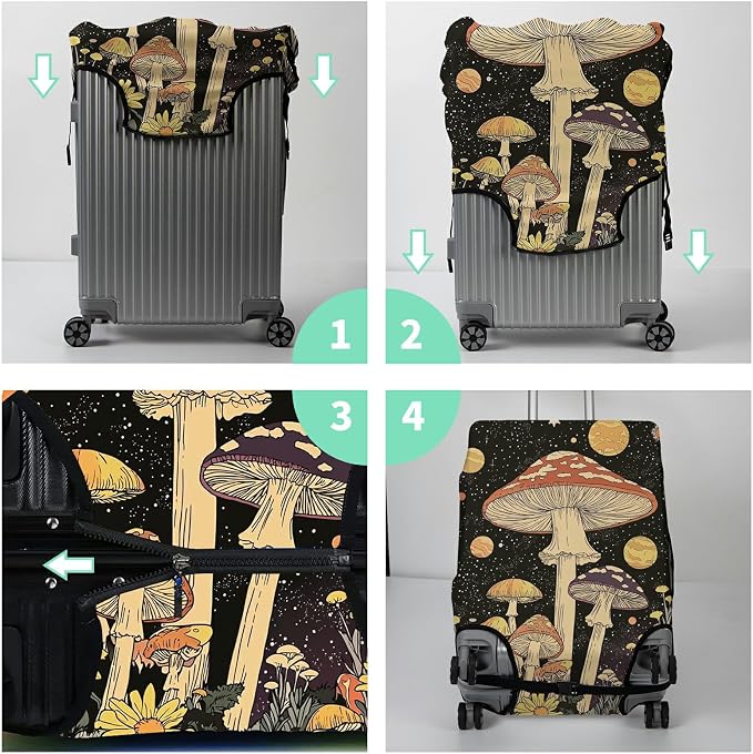 Luggage Cover + Tag, Mushrooms Travel Suitcase Protector - Image 7