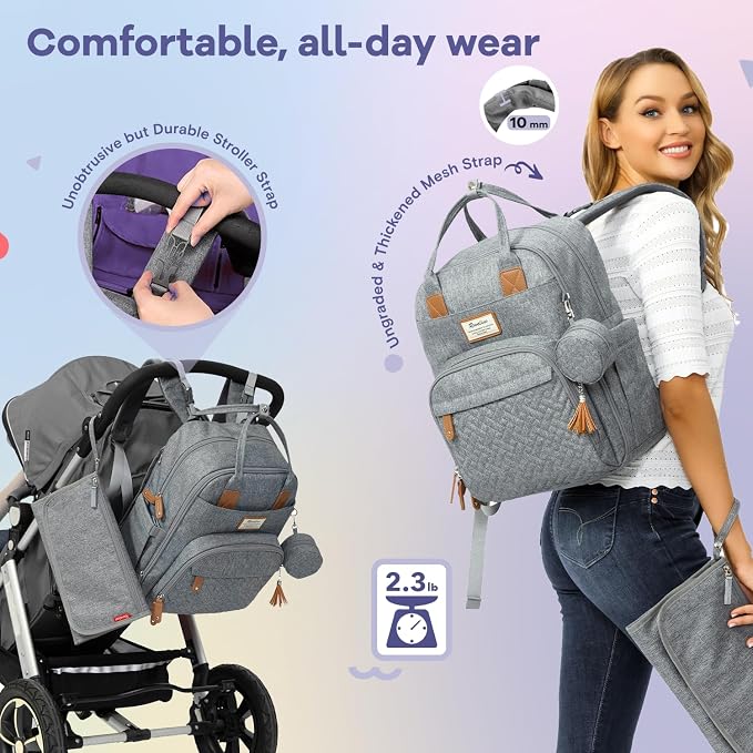 RUVALINO Diaper Bag Backpack, Large Capacity, Waterproof - Image 2