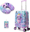Cute Cat Kid's Luggage Set 2 Piece Suitcase Set 16" Hardside Luggage by Homskiii