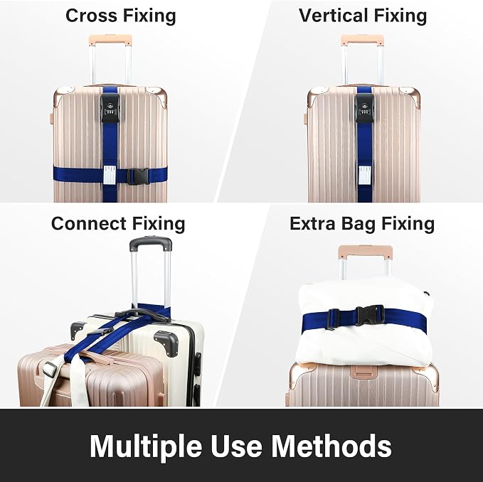 Luggage Straps, 2 Pack Adjustable Heavy Duty Cross Suitcase Straps - Image 6
