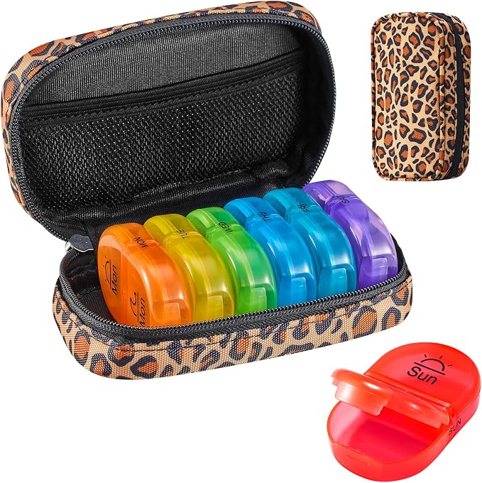 Serfeymi Weekly Travel Pill Organizer 2 Times A Day AM PM Upgraded Rainbow Pill by Serfeymi