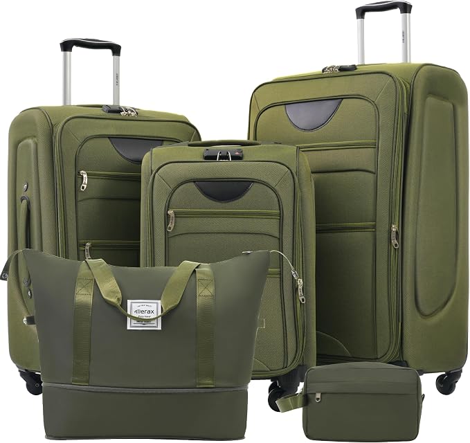Merax Softside Luggage Set Softshell Lightweight 3 Piece Spinner Suitcase by Merax