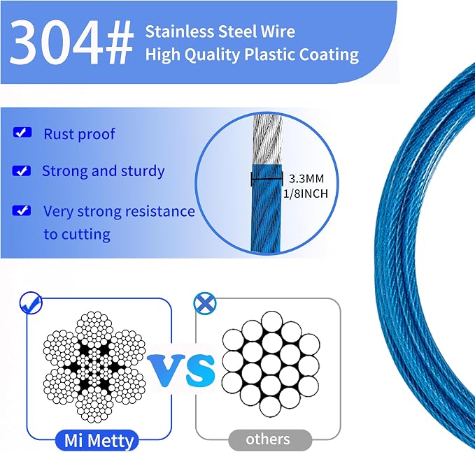 3.3mm Outdoor Travel Stainless Steel Security Cable-3ft Luggage Lock Safety - Image 2
