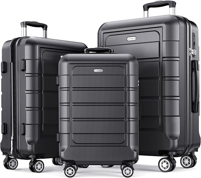 SHOWKOO Luggage Sets Expandable PC+ABS Durable Suitcase Double Wheels TSA Lock by SHOWKOO