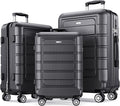 SHOWKOO Luggage Sets Expandable PC+ABS Durable Suitcase Double Wheels TSA Lock by SHOWKOO