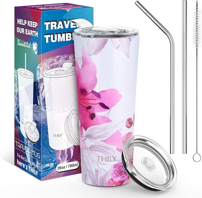 THILY Tumbler Stainless Steel Coffee Cup 26 oz Triple-Insulated Travel Mug - Image 6