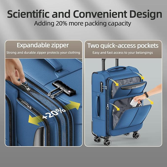 SHOWKOO Luggage Sets 3 Piece Softside Expandable Lightweight Durable Suitcase - Image 4