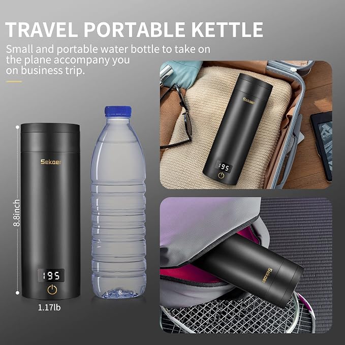 Sekaer Travel Electric Tea Kettle Portable Small Mini Coffee Kettle, - Image 5