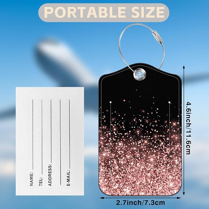 2 Pcs Rose and Gold Glitter Luggage Tags - Image 2