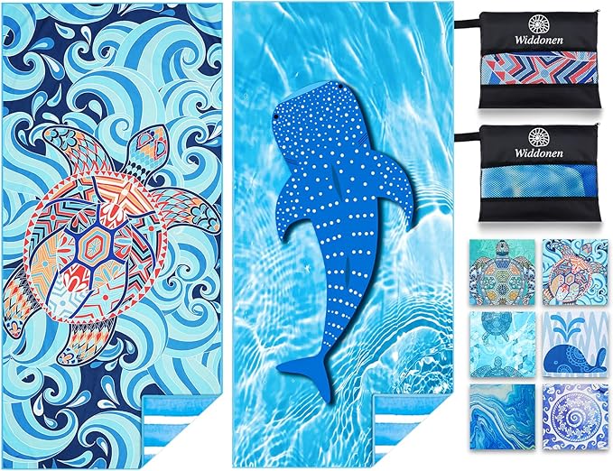 Microfiber Thin Lightweight Beach Towel Sand Free Quick Dry Absorbent Compact by WIDDONEN
