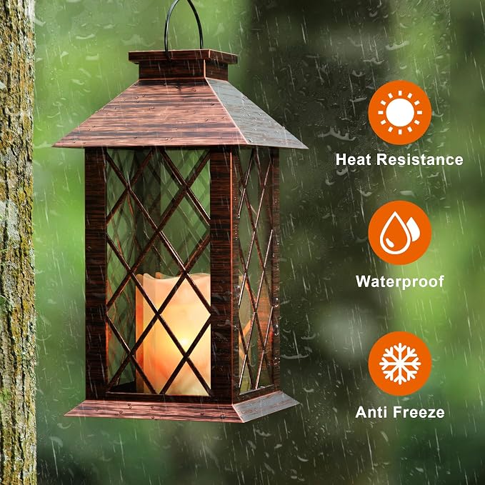 Solar Lanterns Outdoor, Waterproof Garden Hanging Lanterns, Vintage Lantern - Image 3