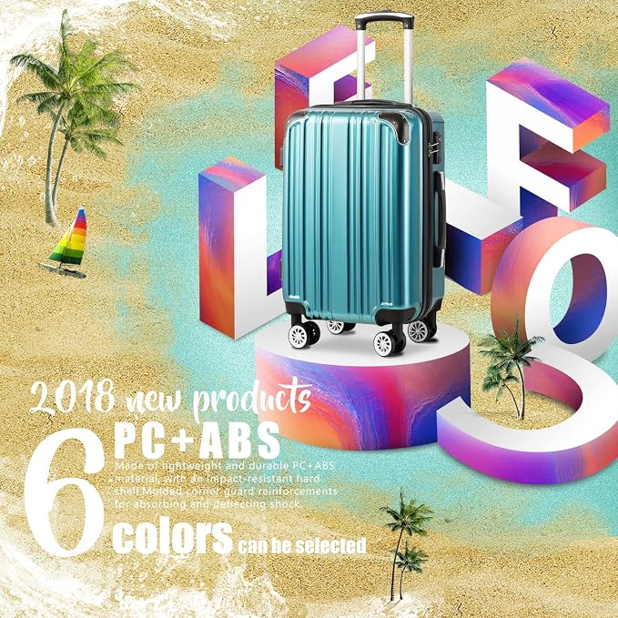 Coolife Luggage Expandable Suitcase PC+ABS Spinner 20in 24in 28in Carry on) - Image 2