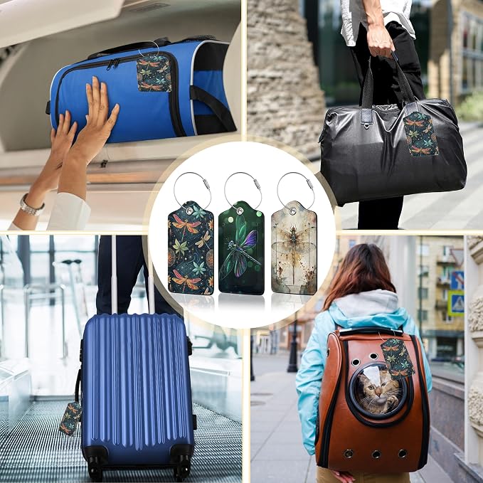 3 PCS Dragonfly Luggage Tags, Fantasy Dragonfly Suitcase Tags Privacy Cover ID - Image 7