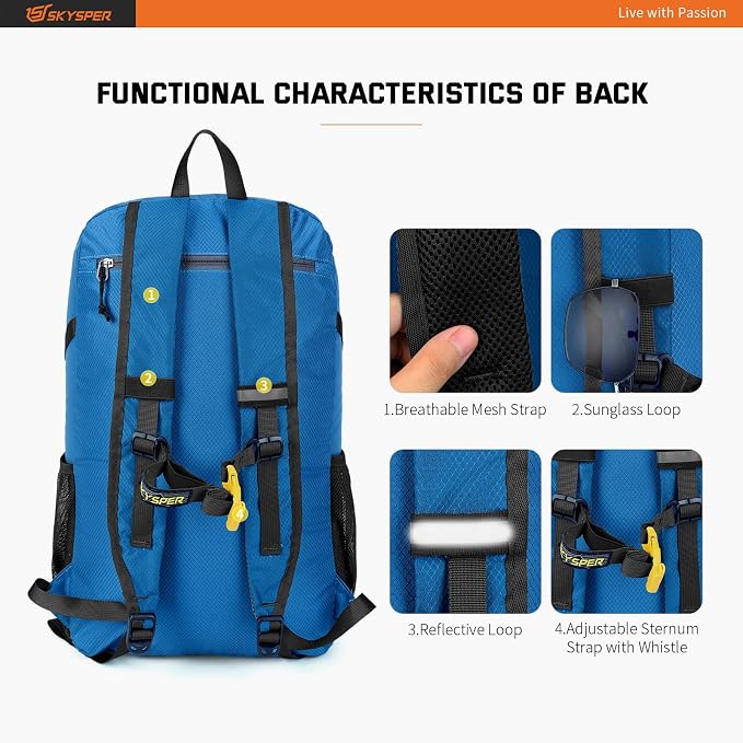 SKYSPER Lightweight Packable Backpack - 30L Hiking Daypack - Image 4