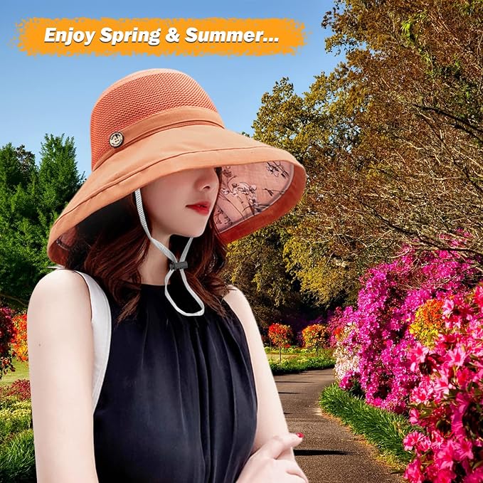 Women Wide Brim Sun Hats Metal Wired Edge Summer UV Protection Beach Fishing Hat - Image 8